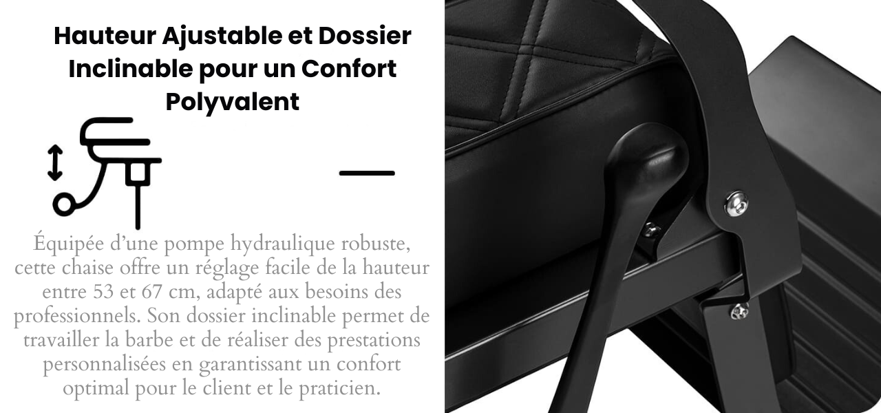 Fauteuil Barbier Professionnel Eleganzo Noir Extra